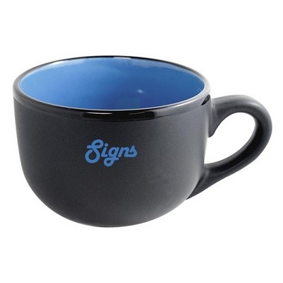 Aloha 2tone matte black/gloss sky blue latte mug 16oz in Ripple gift box