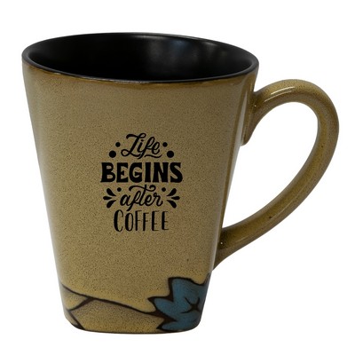 ~Vines 16oz 2tone caramel/black mug in a Black Leaf Gift box