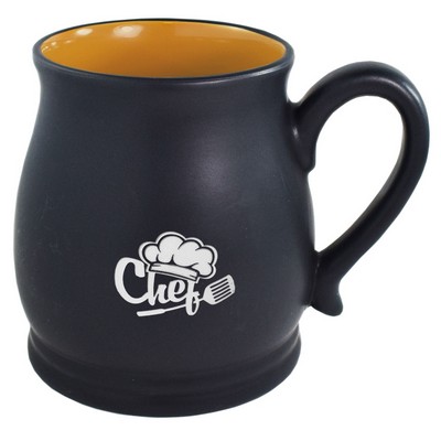 Oslo 16oz 2tone black/yellow mug in Ripple gift box - Etched