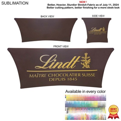 Sublimated Stretch Curved Fit Table Throw for 6' table, 4 sided, Closed Back