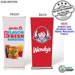 72Hr Fast Ship - Sublimated Heavy Fabric Deluxe Wide Base Pull Up Banner with Double sided Graphics