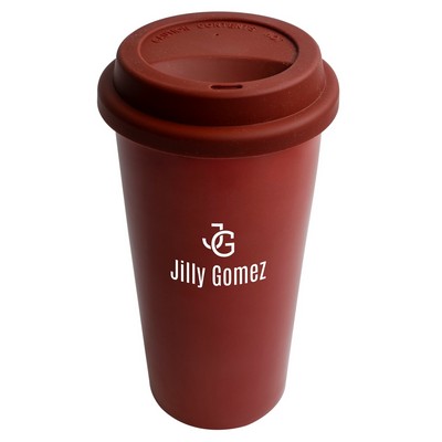 Kensington 12oz 2tone burgundy/white matte double wall tumbler