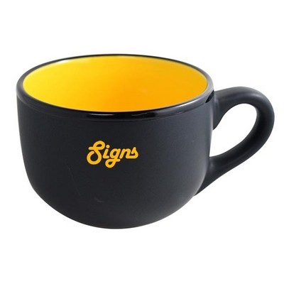 Aloha 2tone matte black/gloss yellow latte mug 16oz in Ripple gift box