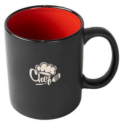 Chalk 11oz 2tone black/red mug in Ripple brown Gift box - Etched