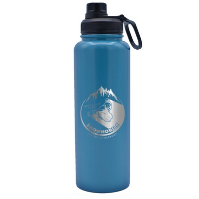 Kootenay 40oz double wall stainless steel vacuum bottle matte blue - Etched