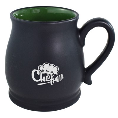 Oslo 16oz 2tone black/green mug in Ripple gift box - Etched