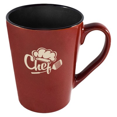 Dublin 15oz 2tone burgundy/black mug in Ripple brown Gift box - Etched