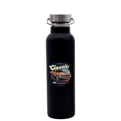 Canyon 21oz double wall stainless steel vacuum bottle matte black - Digital Print