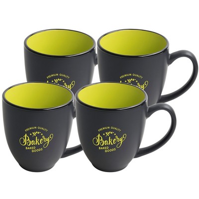 ~ Bistro 16oz 2tone black/green mug S/4" Raven gift box