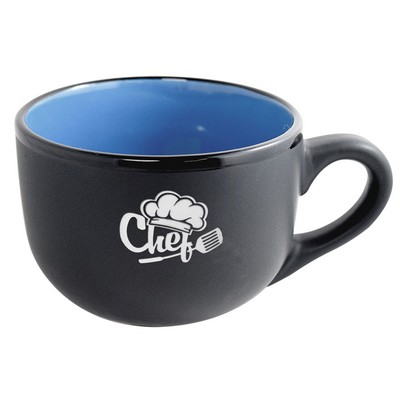 Aloha 2tone matte black/gloss sky blue latte mug 16oz in Ripple gift box - Etched