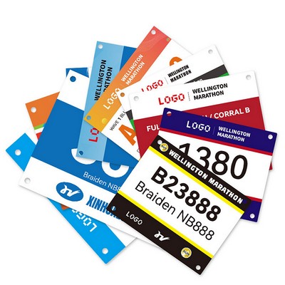 Custom 7.5" x 5.9" Waterproof Paper Race Numbers Bib Bike Number with Safety Pins