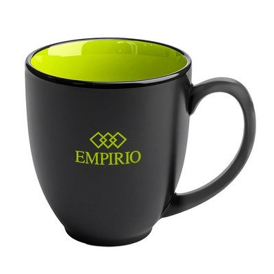 Bistro 16oz 2tone black/green mug in Ripple gift box
