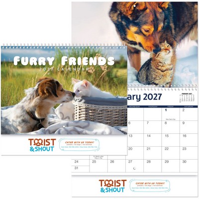 Full Colour Furry Friends Spiral Wall Calendar