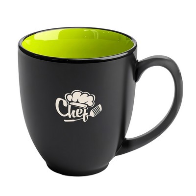 Bistro 16oz 2tone black/green mug in Ripple gift box - Etched