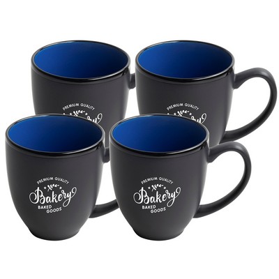 ~ Bistro 16oz 2tone black/blue mug S/4" Raven gift box
