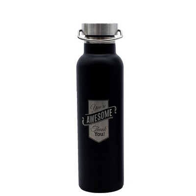 Canyon 21oz double wall stainless steel vacuum bottle matte black - Etched