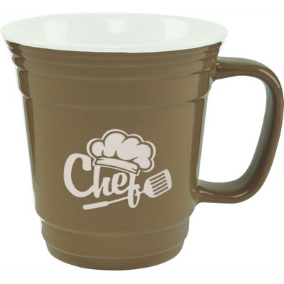 Fiesta 13.4oz 2tone light brown/white mug in Ripple gift box