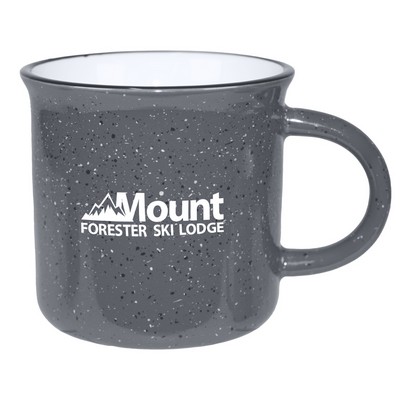 Fireside 16oz speckled grey/white mug with black trim in a Ripple gift box