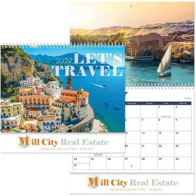 Full Colour Let's Travel Spiral Wall Calendar