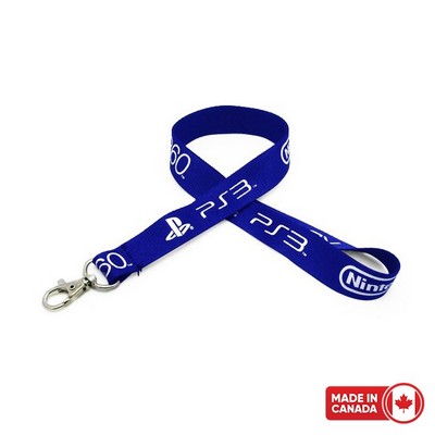 3/4" Silkscreened Flat Lanyard w/ Deluxe Swivel Hook