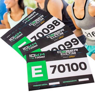 Custom 9.5 x 6.3" Paper Running Race Bib Competitor Numbers with Safety Pins