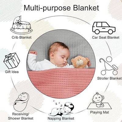 100% Cotton Baby Waffle Weave Blanket Swaddling Blankets 40"x 43" Baby Toddler Blanket