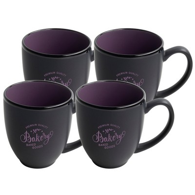 ~ Bistro 16oz 2tone black/purple mug S/4" Raven gift box