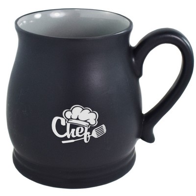 Oslo 16oz 2tone black/grey mug in Ripple gift box - Etched