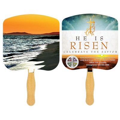 Religious Hand Fan/ Shoreline at Sunset