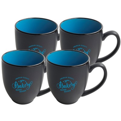 ~ Bistro 16oz 2tone black/sky blue mug S/4" Raven gift box