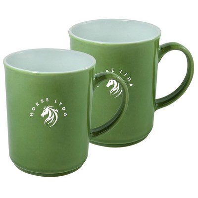 ~ Cyprus 2tone green/white 14oz mug set of 2" Jet Gift box