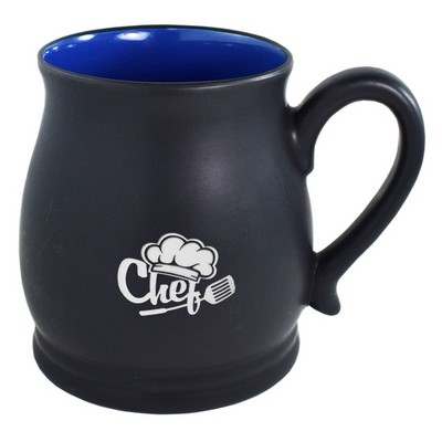 Oslo 16oz 2tone black/blue mug in Ripple gift box -Etched