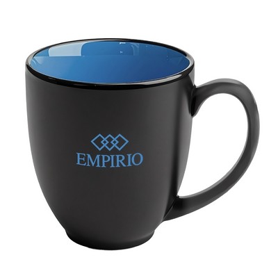 Bistro 16oz 2tone black/sky blue mug in Ripple gift box