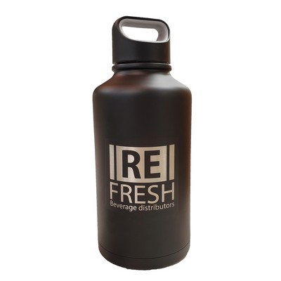 Everest 67oz double wall stainless steel vacuum growler matte black - Etched