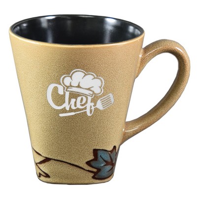 ~Vines 16oz 2tone caramel/black mug in a Black Leaf Gift box - Etched