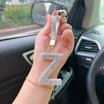 Crystal Surface Letter Z Keychain Initial Keychain