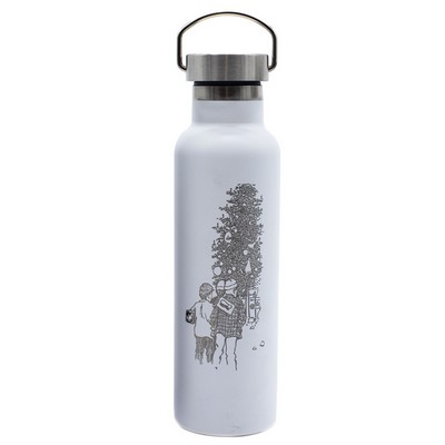 Canyon 21oz double wall stainless steel vacuum bottle matte white - Etched