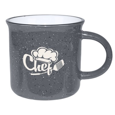 Fireside 16oz speckled grey/white mug with black trim in a Ripple gift box - Etched